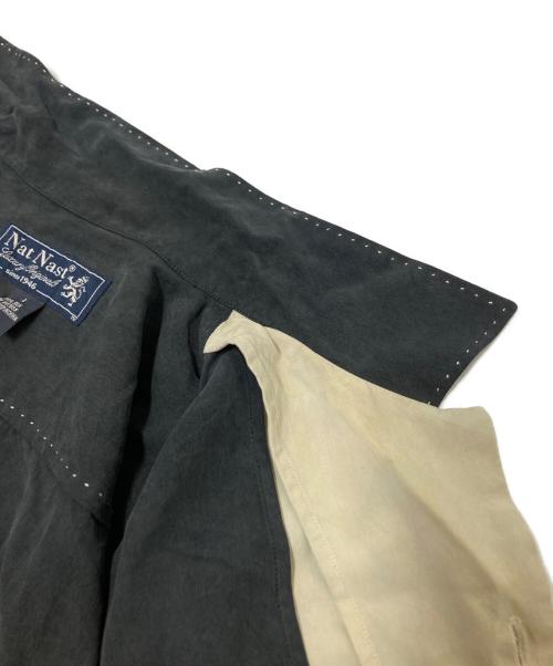 NATNAST（ナットナスト）NATNAST (ナットナスト) シルクシャツ ブラック×ベージュ サイズ:Lの古着・服飾アイテム