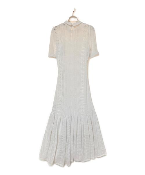CELFORD（セルフォード）CELFORD (セルフォード) 襟付きレース編みニットワンピース ホワイト サイズ:38の古着・服飾アイテム
