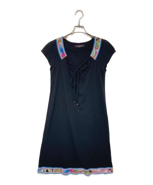 LEONARD FASHION（レオナールファッション）LEONARD FASHION (レオナールファッション) コットンストレッチワンピース ブラック サイズ:Mの古着・服飾アイテム