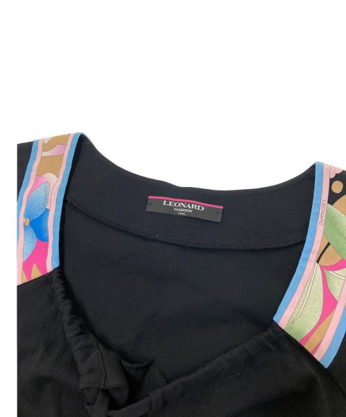 LEONARD FASHION（レオナールファッション）LEONARD FASHION (レオナールファッション) コットンストレッチワンピース ブラック サイズ:Mの古着・服飾アイテム