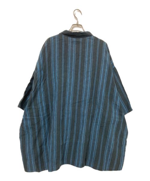 J.S HOMESTEAD（ジャーナルスタンダード ホームステッド）J.S HOMESTEAD (ジャーナルスタンダード ホームステッド) 10XL リネン ストライプ シャツ ブラック×グリーン サイズ:FREEの古着・服飾アイテム