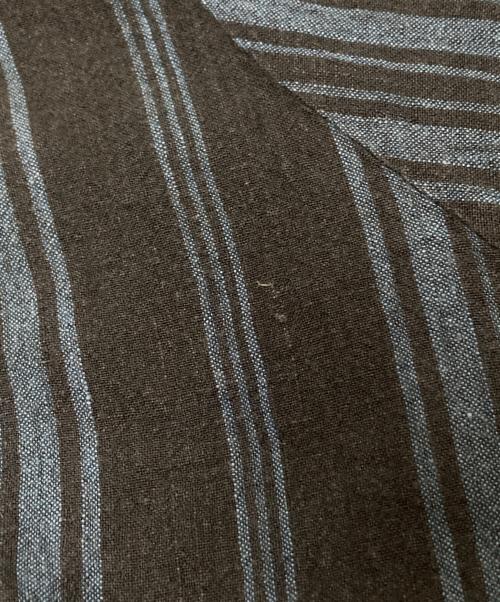 J.S HOMESTEAD（ジャーナルスタンダード ホームステッド）J.S HOMESTEAD (ジャーナルスタンダード ホームステッド) 10XL リネン ストライプ シャツ ブラック×グリーン サイズ:FREEの古着・服飾アイテム