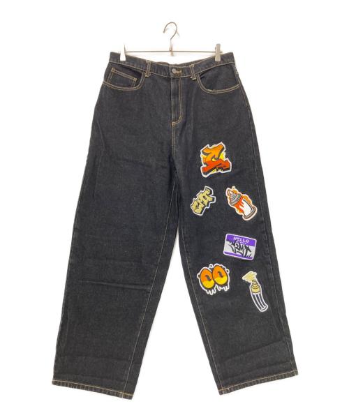 centimeter（センチメーター）centimeter (センチメーター) 刺繍パッチワイドデニムパンツ ブラック サイズ:XLの古着・服飾アイテム