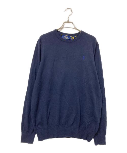 POLO RALPH LAUREN（ポロ・ラルフローレン）POLO RALPH LAUREN (ポロ・ラルフローレン) ロゴ刺繍ニット ネイビー サイズ:Mの古着・服飾アイテム