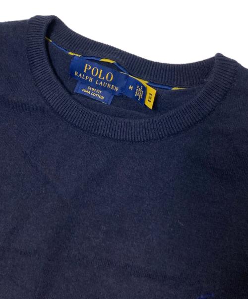 POLO RALPH LAUREN（ポロ・ラルフローレン）POLO RALPH LAUREN (ポロ・ラルフローレン) ロゴ刺繍ニット ネイビー サイズ:Mの古着・服飾アイテム