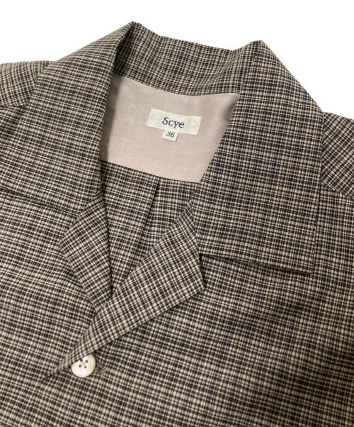 SCYE（サイ）SCYE (サイ) オープンカラーシャツ ベージュ×ブラック サイズ:36の古着・服飾アイテム