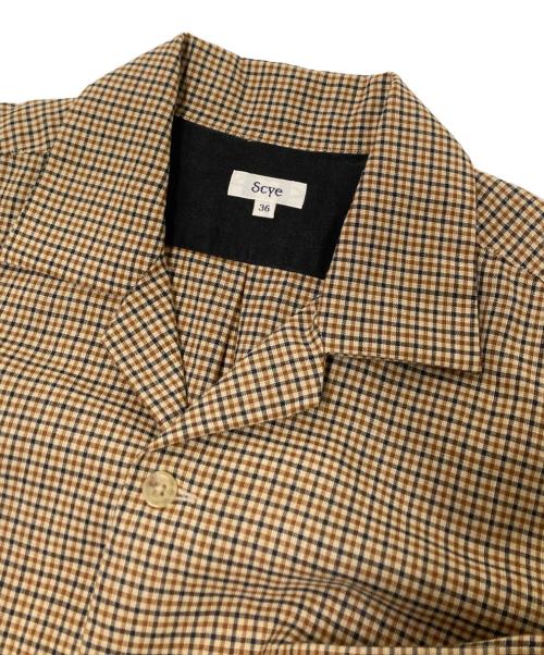 SCYE（サイ）SCYE (サイ) オープンカラーシャツ ベージュ×ブラウン サイズ:36の古着・服飾アイテム