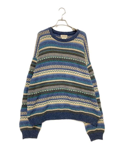 ST JOHN'S BAY（セントジョンズベイ）ST JOHN'S BAY (セントジョンズベイ) 90sコットンニット ベージュ×ブルー サイズ:Lの古着・服飾アイテム