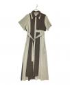 ）の古着「ベルト付シャツワンピース」｜グレー×ベージュ