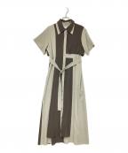 HAREハレ）の古着「ベルト付シャツワンピース」｜グレー×ベージュ
