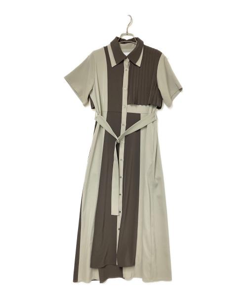 HARE（ハレ）HARE (ハレ) ベルト付シャツワンピース グレー×ベージュ サイズ:FREEの古着・服飾アイテム