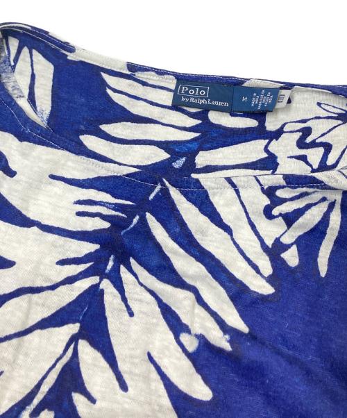 POLO RALPH LAUREN（ポロ・ラルフローレン）POLO RALPH LAUREN (ポロ・ラルフローレン) リネンノースリーブワンピース ホワイト×ブルー サイズ:Mの古着・服飾アイテム