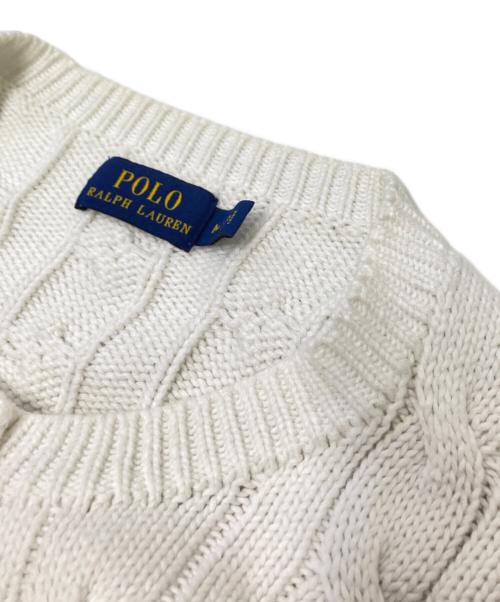 POLO RALPH LAUREN（ポロ・ラルフローレン）POLO RALPH LAUREN (ポロ・ラルフローレン) ケーブルニットカーディガン ホワイト サイズ:Mの古着・服飾アイテム