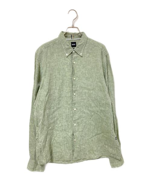 BOSS（ボス）BOSS (ボス) リネンシャツ グリーン サイズ:Mの古着・服飾アイテム