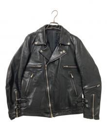 NO ID.（ノーアイディー）の古着「オイルドホースレザーＷライダースＪＫＴ」｜ブラック