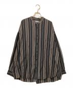 MAISON SPECIALメゾンスペシャル）の古着「コットンシルクバンドカラーシャツ」｜ブラック