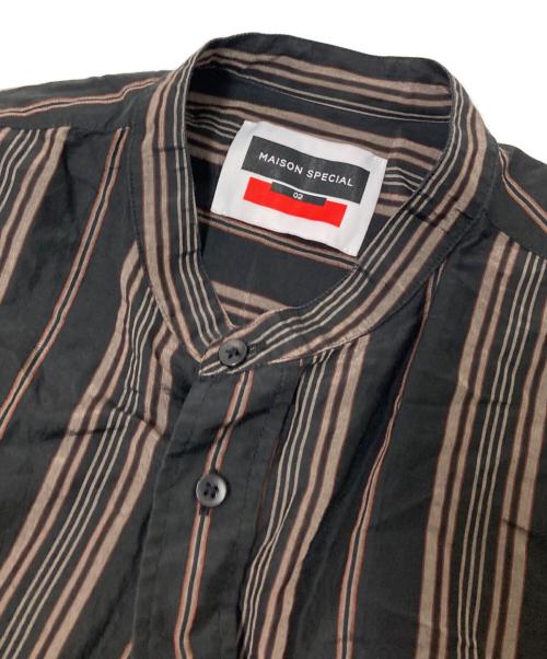 MAISON SPECIAL（メゾンスペシャル）MAISON SPECIAL (メゾンスペシャル) コットンシルクバンドカラーシャツ ブラック サイズ:2の古着・服飾アイテム