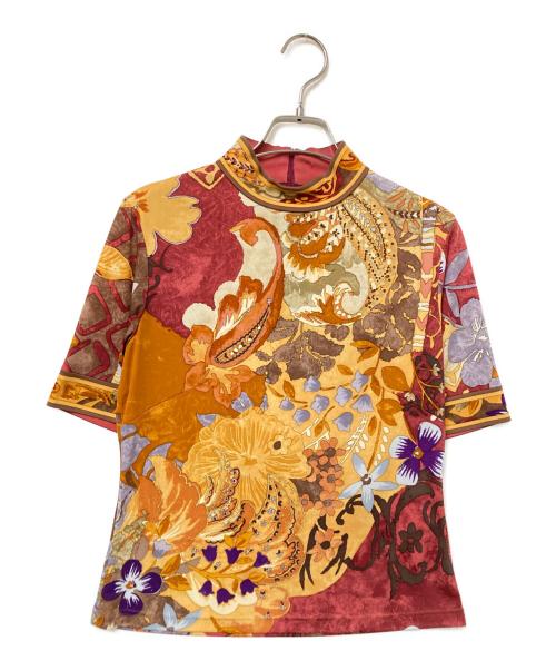 LEONARD FASHION（レオナールファッション）LEONARD FASHION (レオナールファッション) カンカン素材カットソー ブラウン×レッド サイズ:Mの古着・服飾アイテム