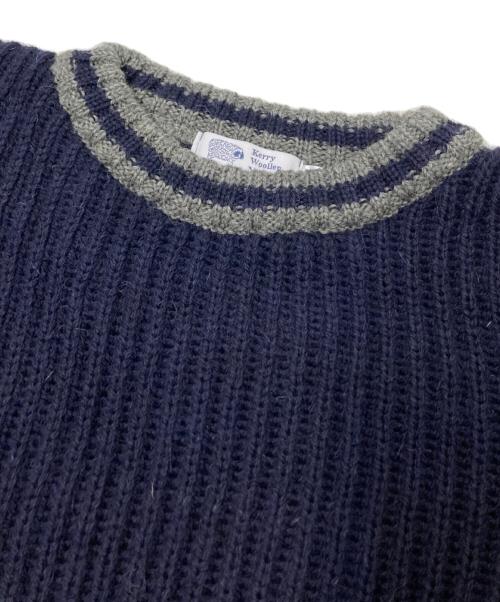 Kerry Woolen Mills（ケリーウーレンミルズ）Kerry Woolen Mills (ケリーウーレンミルズ) fisherman rib crew neck sweater ネイビー サイズ:38の古着・服飾アイテム