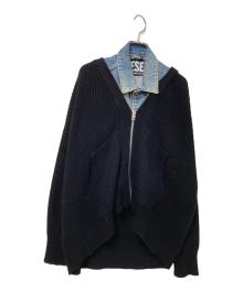 DIESEL（ディーゼル）の古着「ニットドッキングジャケット」｜ブラック×インディゴ