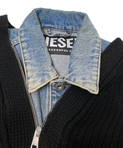 DIESEL（ディーゼル）DIESEL (ディーゼル) ニットドッキングジャケット ブラック×インディゴ サイズ:下記参照の古着・服飾アイテム