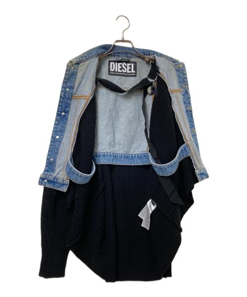 DIESEL（ディーゼル）DIESEL (ディーゼル) ニットドッキングジャケット ブラック×インディゴ サイズ:下記参照の古着・服飾アイテム