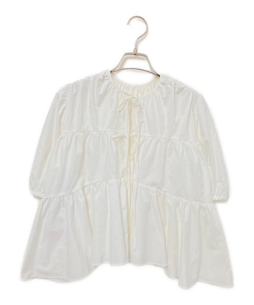 Noble（ノーブル）Noble (ノーブル) 2WAY ギャザーティアード ブラウス2 ホワイト サイズ:F 未使用品の古着・服飾アイテム