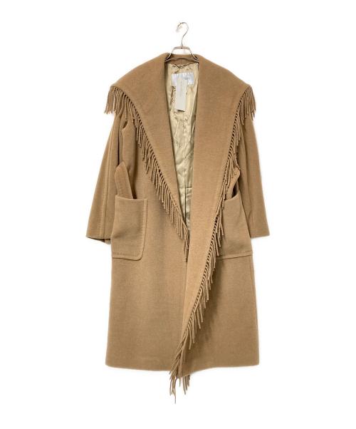 MaxMara（マックスマーラ）MaxMara (マックスマーラ) フリンジキャメルコート ベージュ サイズ:40 未使用品の古着・服飾アイテム