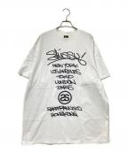 stussyステューシー）の古着「ワールドツアーグラフィックプリントTシャツ」｜ホワイト×ブラック