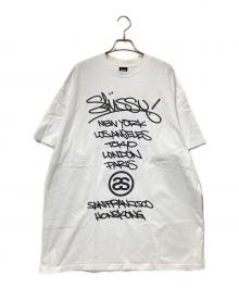 stussy（ステューシー）の古着「ワールドツアーグラフィックプリントTシャツ」｜ホワイト×ブラック