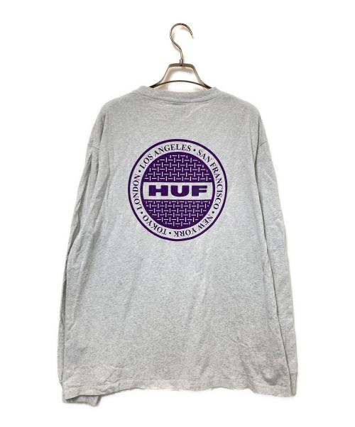 HUF（ハフ）HUF (ハフ) MANHOLE LS TEE グレー×パープル サイズ: Lの古着・服飾アイテム