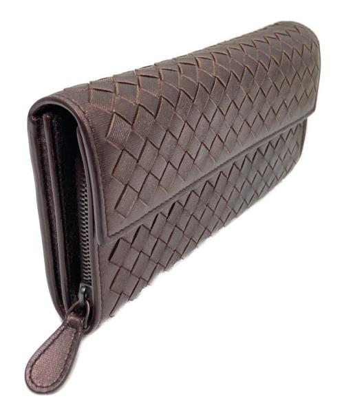 BOTTEGA VENETA（ボッテガベネタ）BOTTEGA VENETA (ボッテガベネタ) イントレチャートフラップウォレット ブラウン サイズ:下記参照の古着・服飾アイテム