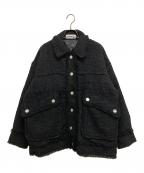 SLYスライ）の古着「CUT OFF TWEED OVER ブルゾン」｜ブラック