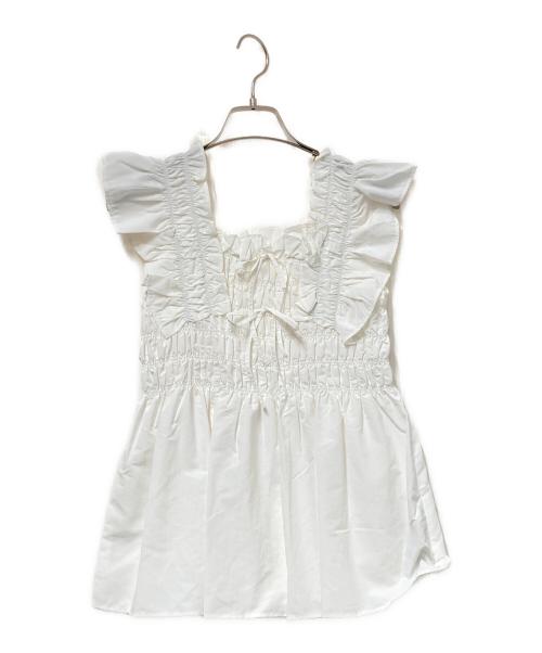 SLY（スライ）SLY (スライ) RIBBON ARM FRILL トップス ホワイト サイズ:FREE 未使用品の古着・服飾アイテム