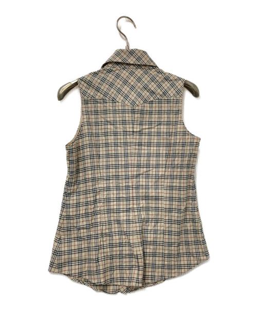 BURBERRY BLUE LABEL（バーバリー ブルー レーベル）BURBERRY BLUE LABEL (バーバリー ブルー レーベル) ノヴァチェックノースリーブブラウス ベージュ サイズ:38の古着・服飾アイテム