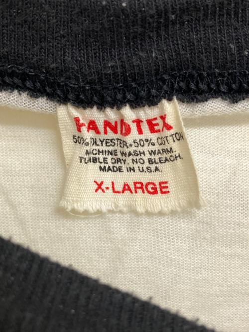 HANDTEX（ハンドテックス）HANDTEX (ハンドテックス) 80sラグランバンドTシャツ ブラック×ホワイト サイズ:XLの古着・服飾アイテム