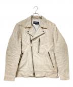 AVIREXアヴィレックス）の古着「AGED LEATHER W-RIDERS JACKET」｜ベージュ