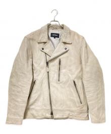 AVIREX（アヴィレックス）の古着「AGED LEATHER W-RIDERS JACKET」｜ベージュ