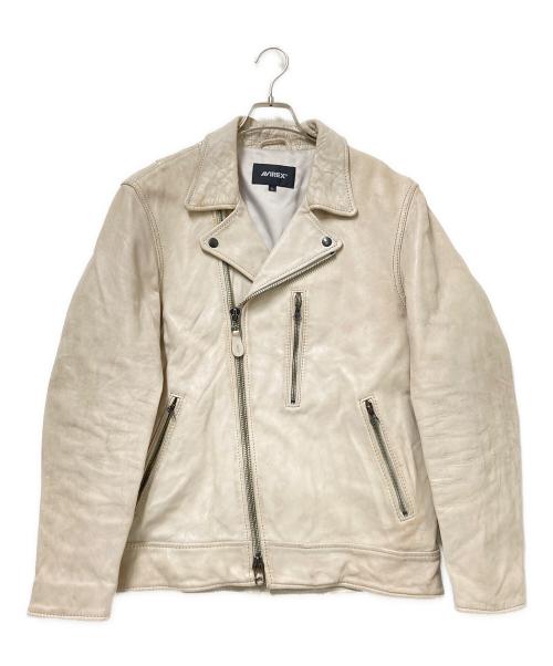 AVIREX（アヴィレックス）AVIREX (アヴィレックス) AGED LEATHER W-RIDERS JACKET ベージュ サイズ:XLの古着・服飾アイテム