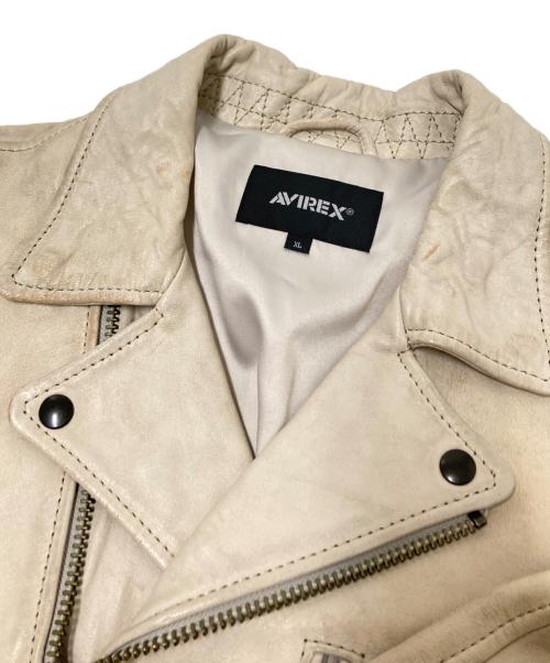 AVIREX（アヴィレックス）AVIREX (アヴィレックス) AGED LEATHER W-RIDERS JACKET ベージュ サイズ:XLの古着・服飾アイテム