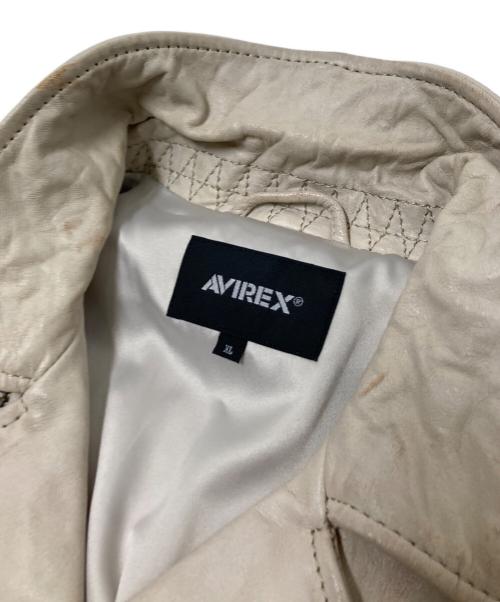 AVIREX（アヴィレックス）AVIREX (アヴィレックス) AGED LEATHER W-RIDERS JACKET ベージュ サイズ:XLの古着・服飾アイテム