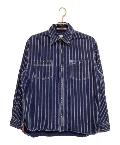 HOUSTON（ヒューストン）HOUSTON (ヒューストン) インディゴウォバッシュワークシャツ ネイビー サイズ:XLの古着・服飾アイテム