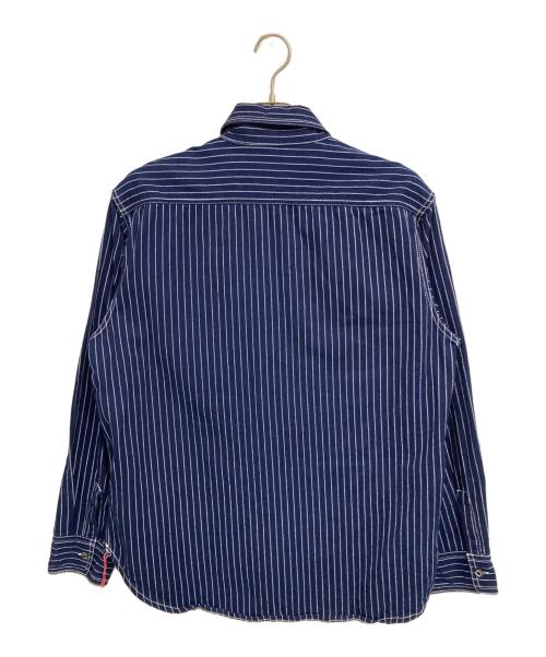 HOUSTON（ヒューストン）HOUSTON (ヒューストン) インディゴウォバッシュワークシャツ ネイビー サイズ:XLの古着・服飾アイテム