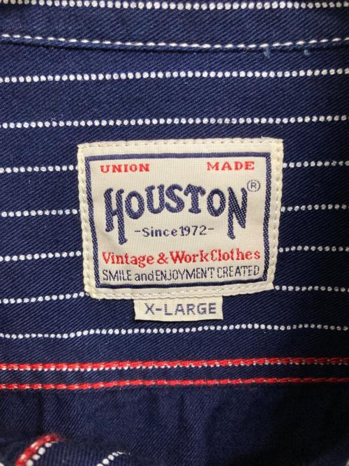 HOUSTON（ヒューストン）HOUSTON (ヒューストン) インディゴウォバッシュワークシャツ ネイビー サイズ:XLの古着・服飾アイテム