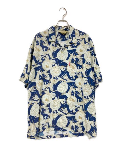 AVIREX（アヴィレックス）AVIREX (アヴィレックス) オープンカラーシャツ ブルー×ベージュ サイズ:Lの古着・服飾アイテム