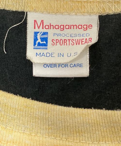 Mahagamage（マハガマゲ）Mahagamage (マハガマゲ) ラグランバンドTシャツ ブラック×ベージュ サイズ:Lの古着・服飾アイテム