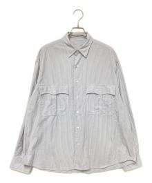 Porter Classic（ポータークラシック）の古着「ROLL UP STRIPE SHIRT」｜ブルー×ホワイト