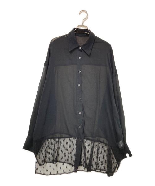 PoFF（ポーフ）PoFF (ポーフ) 切替シアーシャツ ブラック サイズ:Fの古着・服飾アイテム