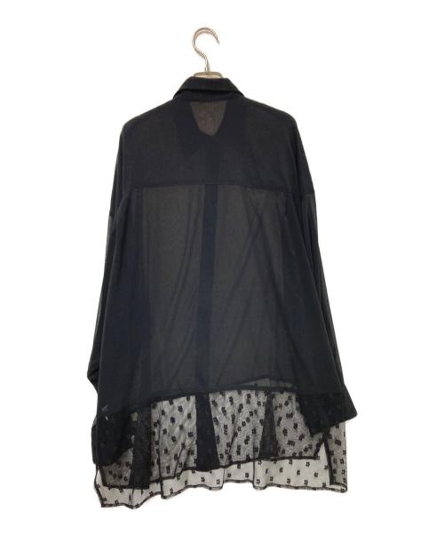 PoFF（ポーフ）PoFF (ポーフ) 切替シアーシャツ ブラック サイズ:Fの古着・服飾アイテム