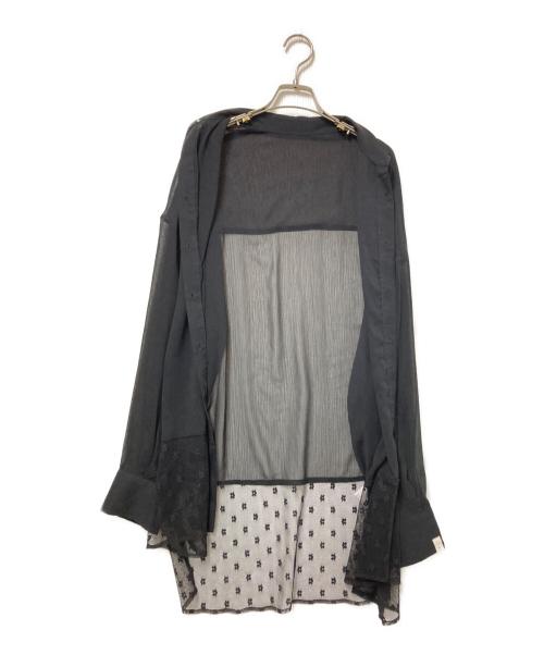 PoFF（ポーフ）PoFF (ポーフ) 切替シアーシャツ ブラック サイズ:Fの古着・服飾アイテム